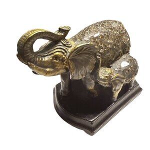 Vintage Elephant Mother and baby Statue With Trunk Up Sku 2617